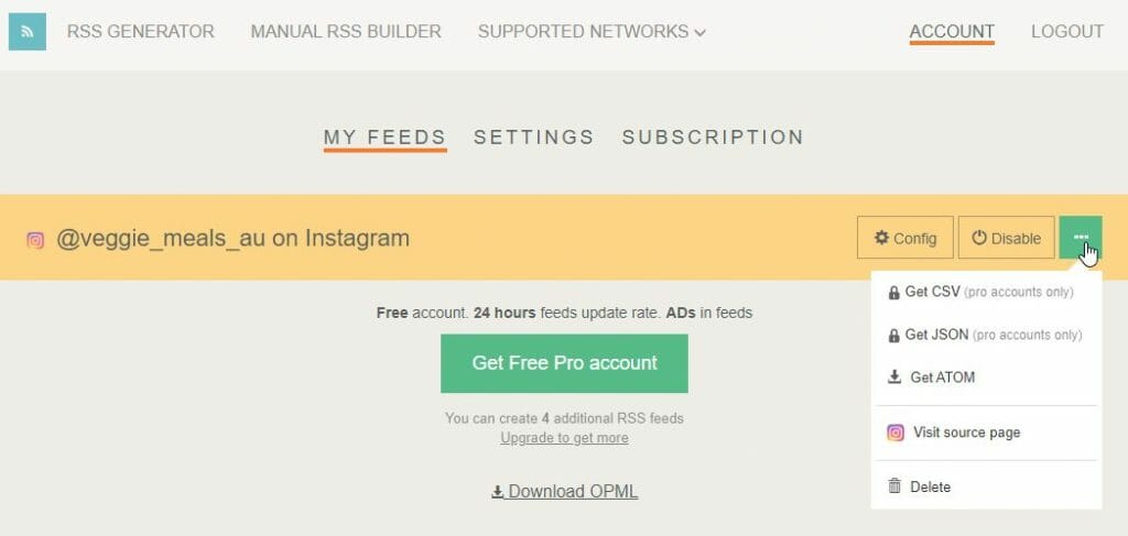 Veggie Meals Vegan Vegetarian Fetch RSS instagram my feeds